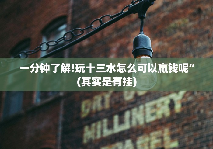 一分钟了解!玩十三水怎么可以赢钱呢”(其实是有挂)
