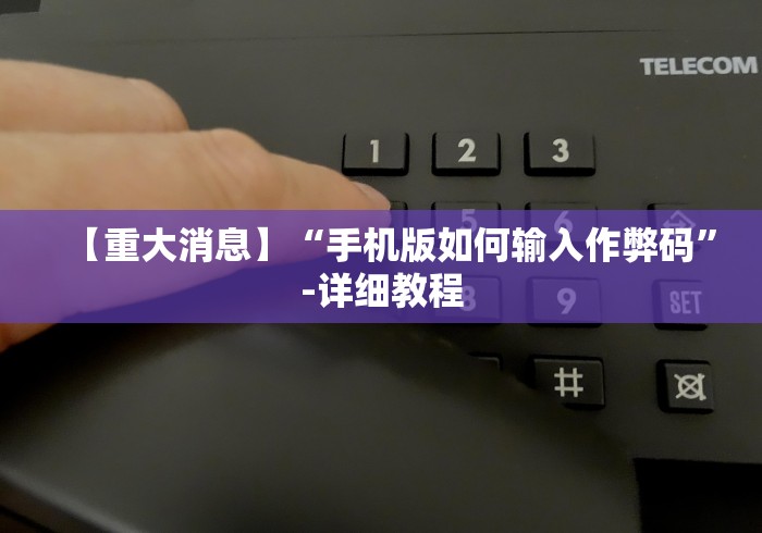 【重大消息】“手机版如何输入作弊码”-详细教程