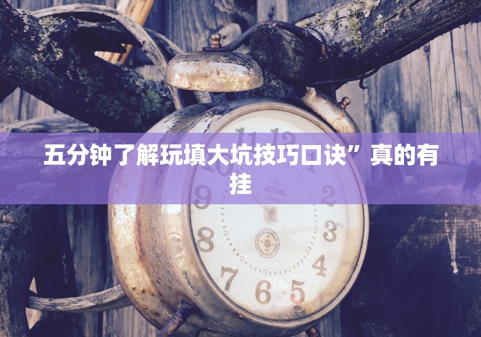 五分钟了解玩填大坑技巧口诀”真的有挂