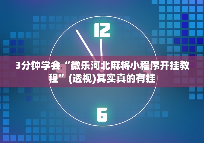 3分钟学会“微乐河北麻将小程序开挂教程”(透视)其实真的有挂