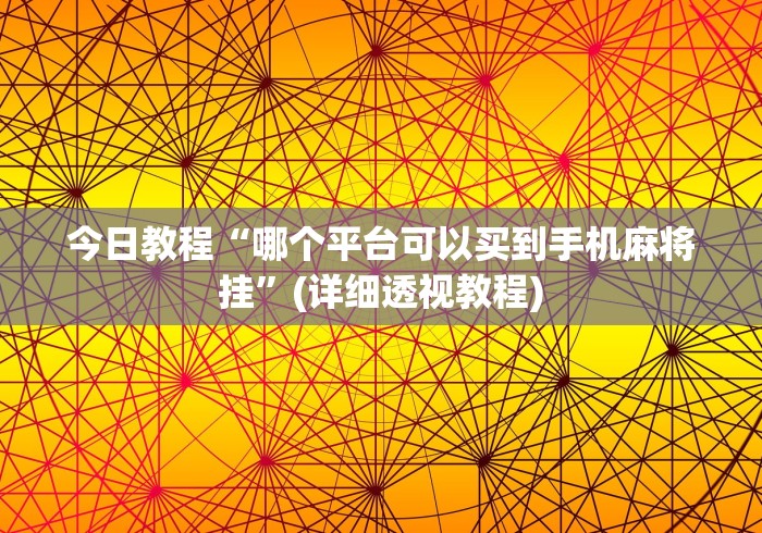 今日教程“哪个平台可以买到手机麻将挂”(详细透视教程)