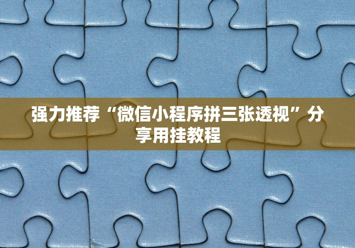 强力推荐“微信小程序拼三张透视”分享用挂教程