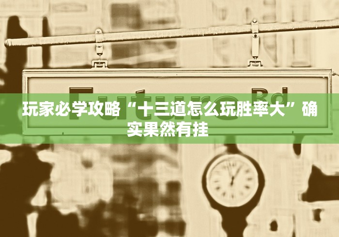 玩家必学攻略“十三道怎么玩胜率大”确实果然有挂 