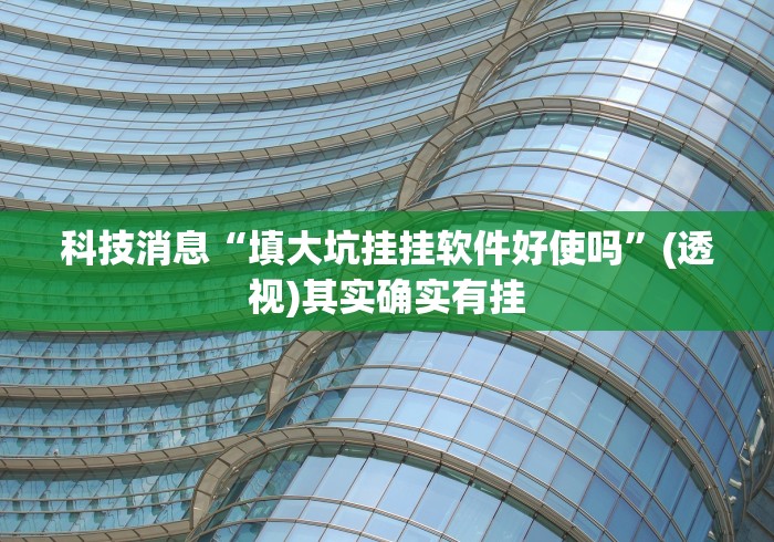 科技消息“填大坑挂挂软件好使吗	”(透视)其实确实有挂